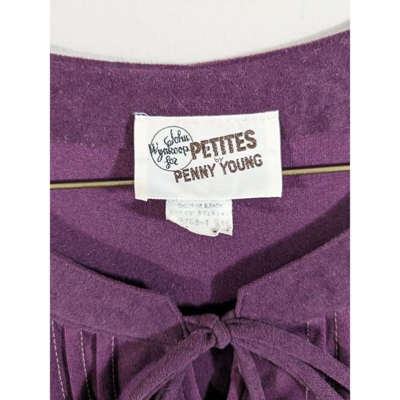 Vintage John Wynkoop for Penny Young plum dress polyester size m 1970s VTG - Picture 5 of 11